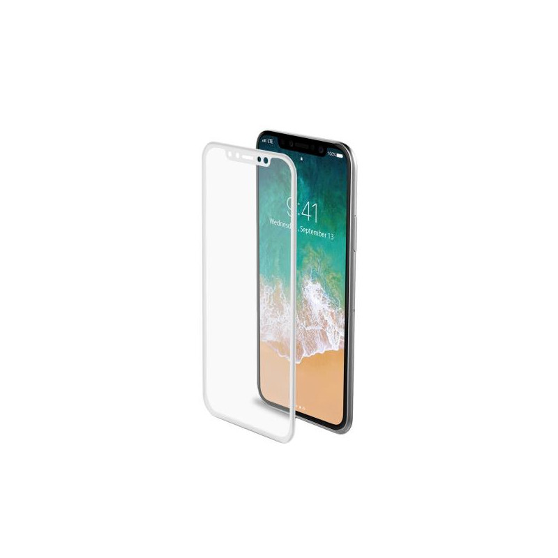 Vetro proteggi schermo celly 3d glass per iphone x bianco [3dglass900wh]