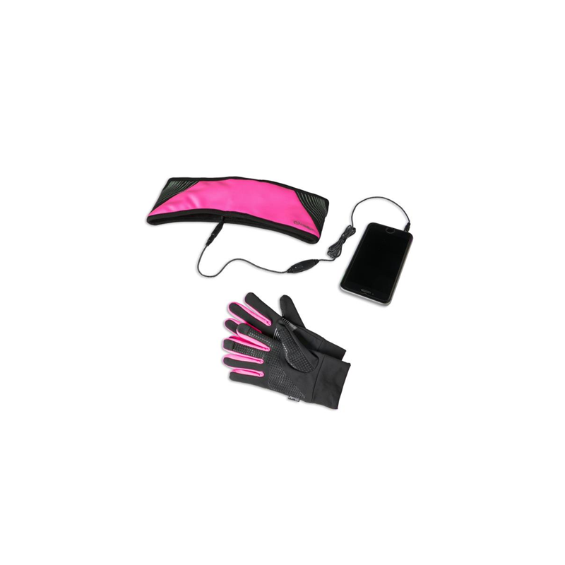 Guanti e auricolari celly sport stereo band rosa [sportkit17pk]