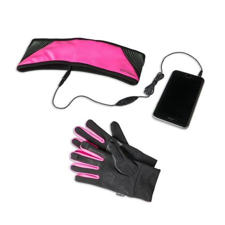 Guanti e auricolari celly sport stereo band rosa [sportkit17pk]