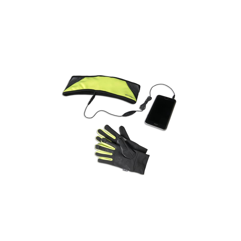 Guanti e auricolari celly sport stereo band giallo [sportkit17yl]