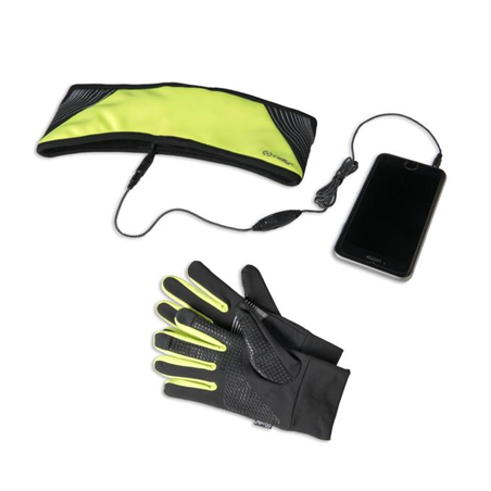Guanti e auricolari celly sport stereo band giallo [sportkit17yl]