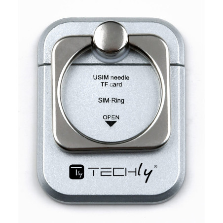 Supporto anello techly per smartphone argento