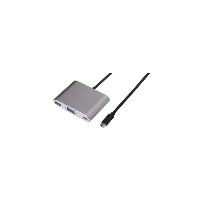 Adattatore nilox usb-c a vga/usb-c/usb 3.0 m/f argento [nx080200123]
