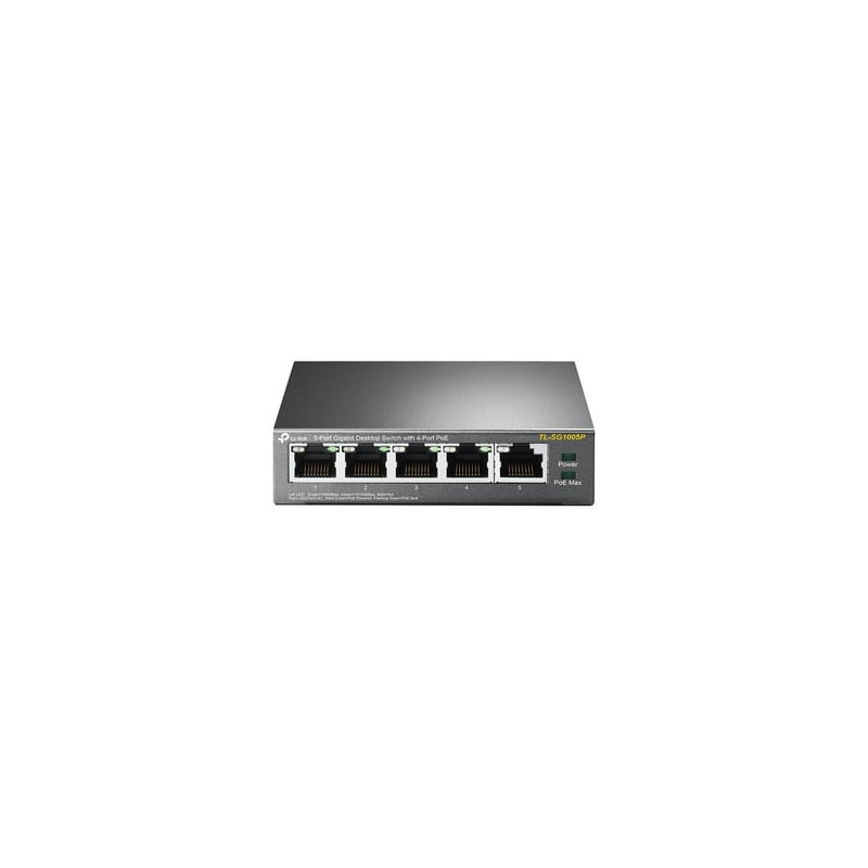 Switch tp-link 5-porte ge 4xpoe/56w nero [tl-sg1005p]