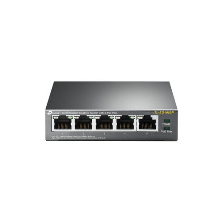 Switch tp-link 5-porte ge 4xpoe/56w nero [tl-sg1005p]