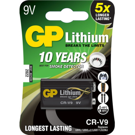 Batteria gp battery litio 9v longest lasting