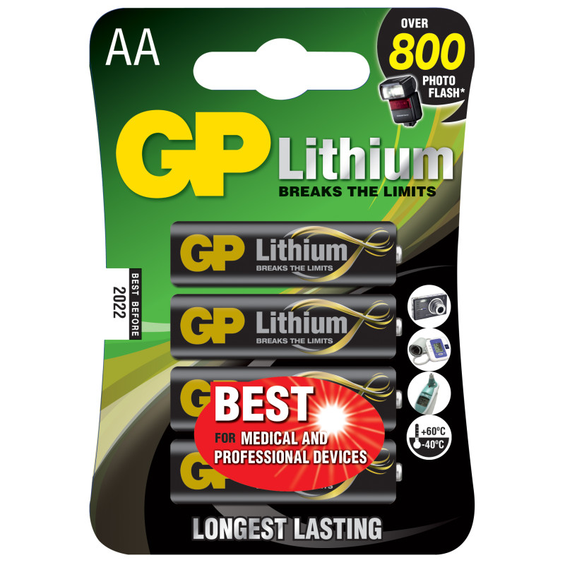 Pila gp battery 4 pz. litio stilo aa 1,5v/15lf longest lasting