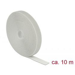 Fermacavi delock in velcro 20mm x 10m rotolo grigio [18281]