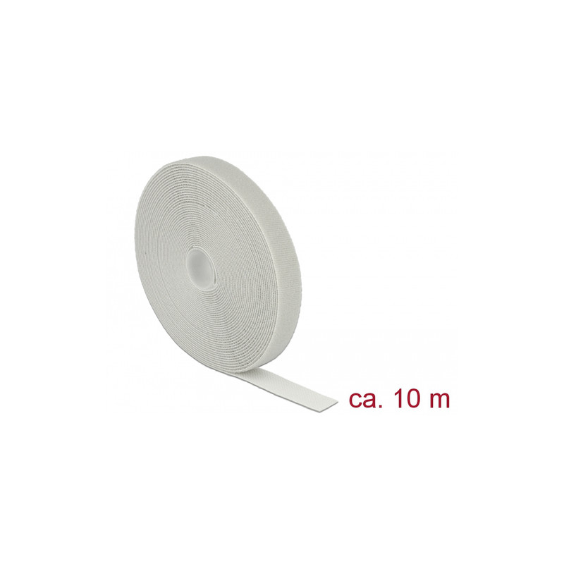 Fermacavi delock in velcro 20mm x 10m rotolo grigio [18281]