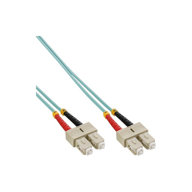 Cavo fibra ottica inline duplex, sc/sc om3, 7,5m m/m turchese [83575o]
