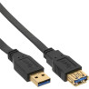 Cavo inline usb type a 2.0 piatto m/f pin dorati, 2m nero [34620f]