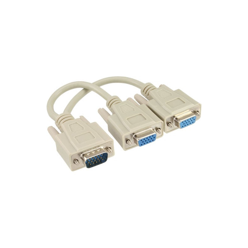 Cavo inline vga, sub-d 15pin a 2x vga sub-d 15pin m/f sdoppiatore,