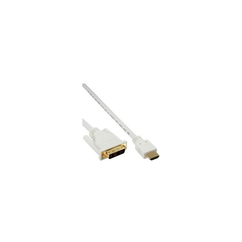 Cavo inline hdmi a dvi 18+1 m/m contatti dorati, 0,5m bianco [17659u]