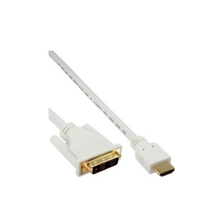 Cavo inline hdmi a dvi 18+1 m/m contatti dorati, 0,5m bianco [17659u]