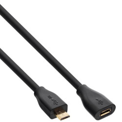 Cavo inline micro usb 2.0, type micro-b m/f pin dorati, 1,5m