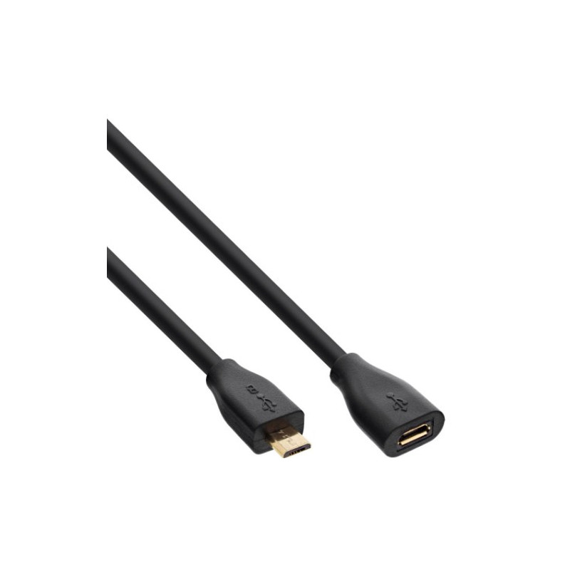 Cavo inline micro usb 2.0, type micro-b m/f pin dorati, 1,5m