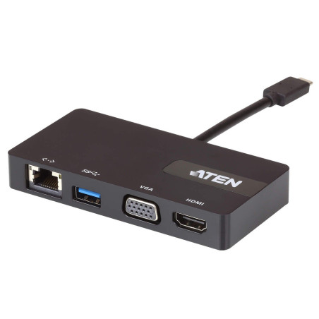 Mini dock multiporta aten usb-c a 1x rj-45, 1x hdmi, 1x usb-a,