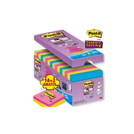 value pack 16 blocco 90fg post-it? super sticky z-notes 76x76mm