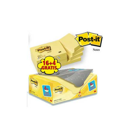 Value pack 16+4 blocco 100fg post-it?giallo canary? 38x51mm 72gr
