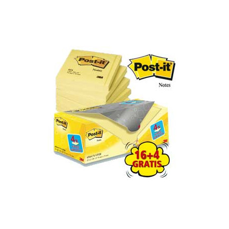 Value pack 16+4 blocco 100fg post-it?giallo canary? 76x76mm 72gr