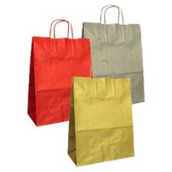 Blister 25 shoppers carta kraft 22x10x29cm twisted assortiti colori