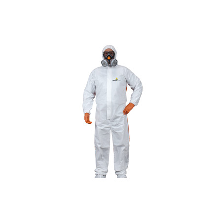 Tuta protez.da rischio chimico dt125 tg. xl bianco-arancio monouso