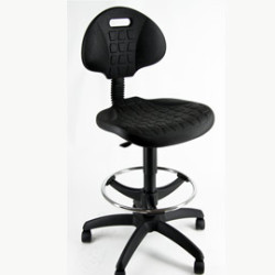 Sedia tecnica alta unisit esos e2 in pu con poggiapiedi e ruote nero