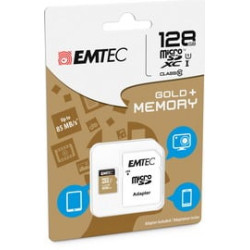 128gb scheda microsdxc emtec class 10 gold + con addattatore [ecmsdm128gxc10gp]