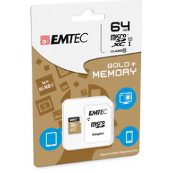 64gb scheda microsdxc emtec class 10 gold + con adattatore [ecmsdm64gxc10gp]