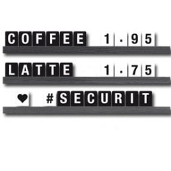 Mensola portamessaggi securit nero + 169 tessere letter board [les-bl-100]