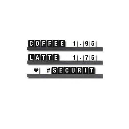 Mensola portamessaggi securit nero + 169 tessere letter board [les-bl-100]