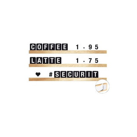 Mensola portamessaggi securit teak + 169 tessere letter board [les-te-100]