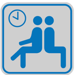 Targhetta adesiva 82x82mm con pittogramma sala d' attesa [9663b]