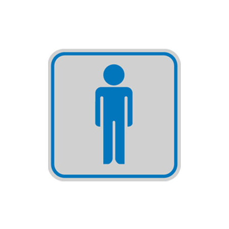 Targhetta adesiva 82x82mm con pittogramma toilette uomo [9642b]