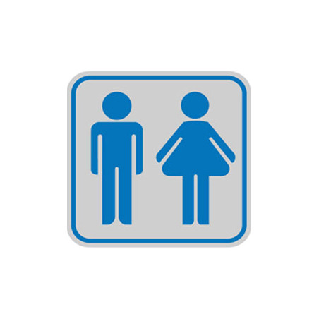 Targhetta adesiva 82x82mm con pittogramma toilette uomo/donna [9644b]