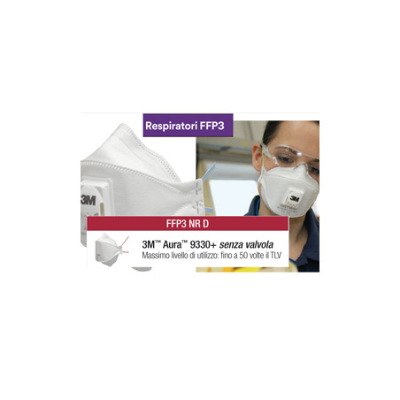 Scatola 20 mascherine aura 9330+ ffp3 senza valvola [75651]