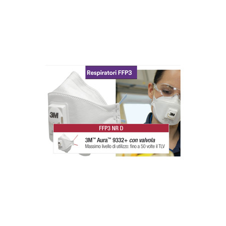 Scatola 10 mascherine aura 9332+ ffp3 con valvola [75631]