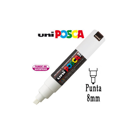 Marcatore uni posca pen pc8k p.scalpello 8mm bianco uni mitsubishi