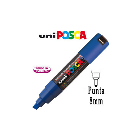 Marcatore uni posca pen pc8k p.scalpello 8mm blu uni mitsubishi [m