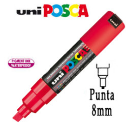 Marcatore uni posca pen pc8k p.scalpello 8mm rosso uni mitsubishi