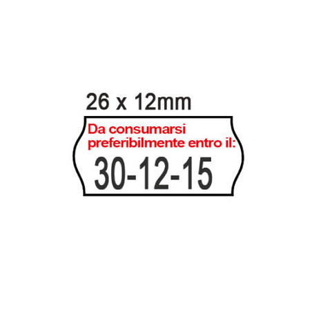 Pack 10 rotoli 1000 etich. 26x12mm onda "da consumarsi..."
