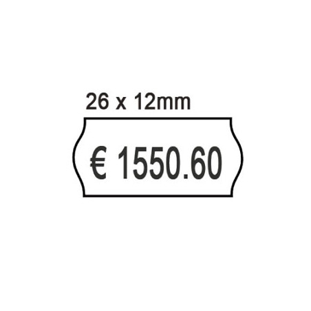 Pack 10 rotoli 1000 etich. 26x12mm onda bianco remov. printex [2612sbr10]