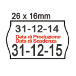 Pack 10 rotoli 1000 etich. 26x16mm onda "data produz..."