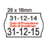 Pack 10 rotoli 1000 etich. 26x16mm onda "data produz..."