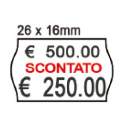 Pack 10 rotoli 1000 etich. 26x16mm onda "scontato" bianco