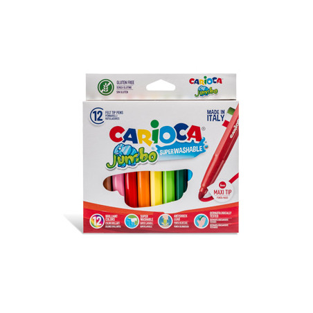 Scatola 12 pennarelli jumbo lavabili colori assortiti carioca [40569]