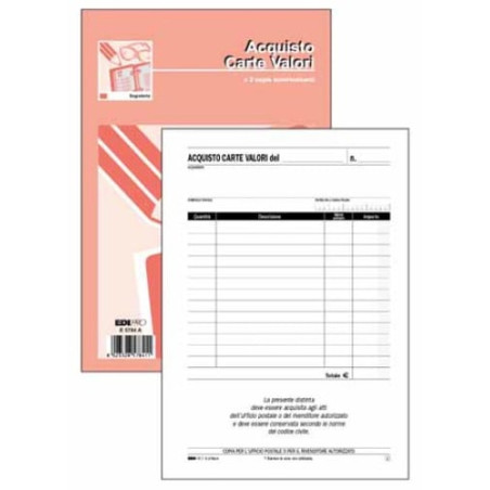 Blocco acquisto valori bollati edipro 50/50fg autoricopiante 23x15