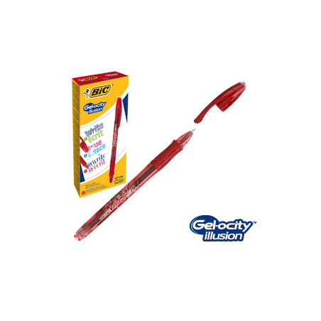 Scatola 12 penna sfera gel cancellabile gelocity illusion 0,7mm rosso