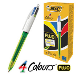 Scatola 12 penna sfera scatto 4colori fluo bic [933948]