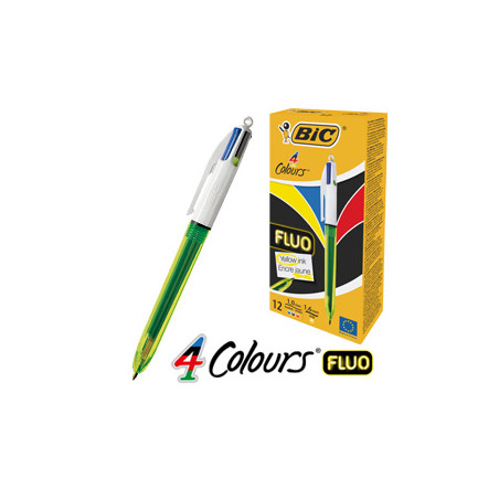 Scatola 12 penna sfera scatto 4colori fluo bic [933948]